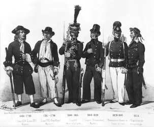 Costumes of French marines from 1680 to 1854